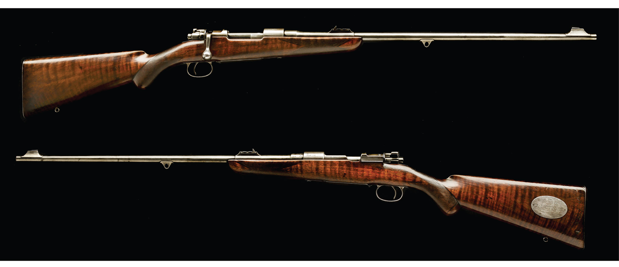 This rifle, by John Rigby & Co., was presented to Jim Corbett by the governor of the United Provinces (India) after Corbett killed the Champawat Man-Eater in 1907. It is chambered in 275 Rigby (7x57). (Photo courtesy of John Rigby & Co.)